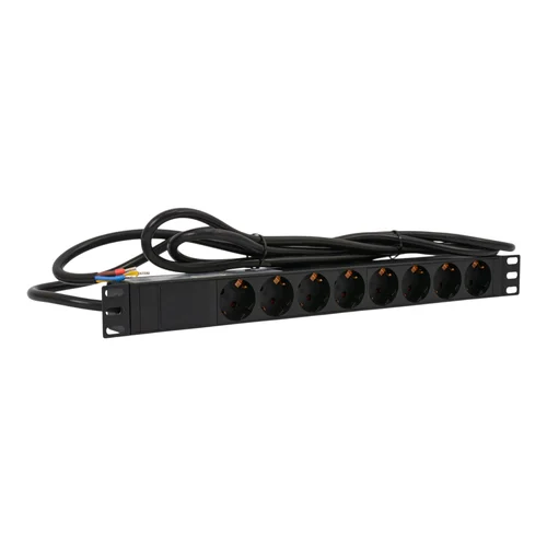 Блок розеток серии SNR-PDU с локальным измерением на 8хSchuko, шнур питания 3м 3x2.5мм² без вилки, 230В, 16A